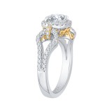 Shah Luxury 14K Tow-Tone Gold Round Diamond Halo Engagement Ring with Split Shank (Semi-Mount) photo 3