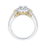 Shah Luxury 14K Tow-Tone Gold Round Diamond Halo Engagement Ring with Split Shank (Semi-Mount) photo 4