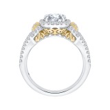 Shah Luxury 14K Tow-Tone Gold Round Diamond Halo Engagement Ring with Split Shank (Semi-Mount) photo 4