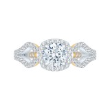 Shah Luxury 14K Tow-Tone Gold Round Diamond Halo Engagement Ring with Split Shank (Semi-Mount) photo