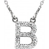 14K White Initial B 1/8 CTW Diamond 16 Necklace photo