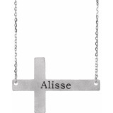14K White Sideways Cross 16-18 Necklace photo