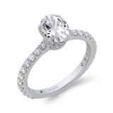 Shah Luxury Oval Diamond Engagement Ring In 14K White Gold (Semi-Mount) photo 2