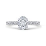 Shah Luxury Oval Diamond Engagement Ring In 14K White Gold (Semi-Mount) photo