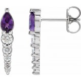 14K White Amethyst & 1/4 CTW Diamond Earrings photo