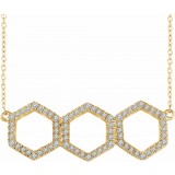 14K Yellow 1/4 CTW Diamond Geometric 16-18 Necklace photo