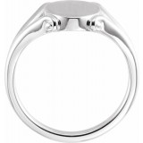 14K White 13x9 mm Oval Signet Ring photo 2