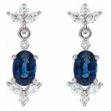 14K White Blue Sapphire &  1/3 CTW Diamond Earrings photo 2