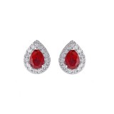 Gems One 10Kt White Gold Diamond (1/8Ctw) & Ruby (3/8 Ctw) Earring photo