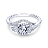 Gabriel & Co. 14k White Gold Contemporary 3 Stone Engagement Ring photo