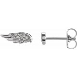 14K White .03 CTW Diamond Angel Wing Earrings photo