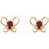 14K Yellow 4x3 mm Oval January Youth Butterfly Birthstone Earrings photo 2