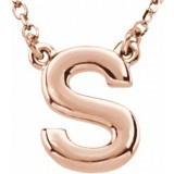 14K Rose Block Initial S 16 Necklace photo