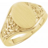 14K Yellow 12.8x9 mm Oval Signet Ring photo 3