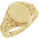 14K Yellow 12.8x9 mm Oval Signet Ring photo