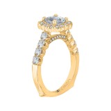 Shah Luxury 14K Yellow Gold Princess Diamond Halo Engagement Ring (Semi-Mount) photo 2