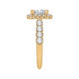 Shah Luxury 14K Yellow Gold Princess Diamond Halo Engagement Ring (Semi-Mount) photo 3