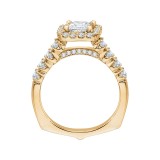 Shah Luxury 14K Yellow Gold Princess Diamond Halo Engagement Ring (Semi-Mount) photo 4