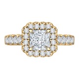 Shah Luxury 14K Yellow Gold Princess Diamond Halo Engagement Ring (Semi-Mount) photo