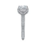 Shah Luxury 14K White Gold Emerald Cut Diamond Halo Engagement Ring (Semi-Mount) photo 2