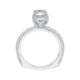 Shah Luxury 14K White Gold Emerald Cut Diamond Halo Engagement Ring (Semi-Mount) photo 3