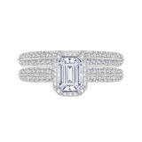 Shah Luxury 14K White Gold Emerald Cut Diamond Halo Engagement Ring (Semi-Mount) photo 4