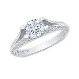 Shah Luxury 14K White Gold Round Diamond Engagement Ring with Split Shank (Semi-Mount) photo 2