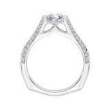 Shah Luxury 14K White Gold Round Diamond Engagement Ring with Split Shank (Semi-Mount) photo 4