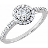 14K White 1/2 CTW Diamond Cluster Halo-Style Engagement Ring photo