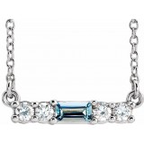 14K White Aquamarine & 1/5 CTW Diamond 18 Necklace photo