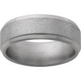 Titanium Flat Band with Step Beveled Edges and Stone Finish photo