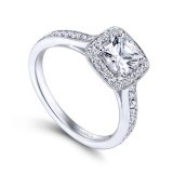 Gabriel & Co. 14k White Gold Victorian Halo Engagement Ring photo 3