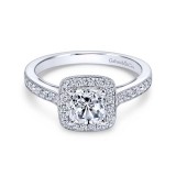 Gabriel & Co. 14k White Gold Victorian Halo Engagement Ring photo