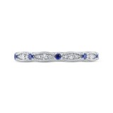 Shah Luxury 14K White Gold Round Diamond & Sapphire Wedding Band photo