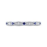 Shah Luxury 14K White Gold Round Diamond & Sapphire Wedding Band photo