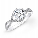 18k White Gold Twisted Shank Diamond Engagement Ring photo