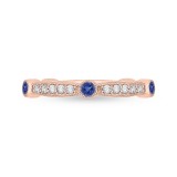 Shah Luxury 14K Rose Gold Round Diamond Wedding Band with Sapphire photo