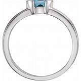 14K White Aquamarine Marquise Stackable Family Ring photo 2