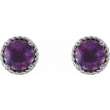 14K White Amethyst Rope Earrings photo 2