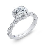 Shah Luxury 14K White Gold Round Cut Diamond Halo Engagement Ring (Semi-Mount) photo 2