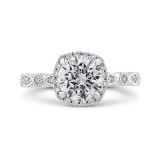 Shah Luxury 14K White Gold Round Cut Diamond Halo Engagement Ring (Semi-Mount) photo