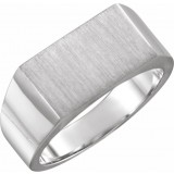 14K White 15x9 mm Rectangle Signet Ring photo