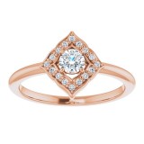 14K Rose 1/3 CTW Diamond Halo-Style Clover Ring photo 3