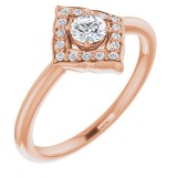 14K Rose 1/3 CTW Diamond Halo-Style Clover Ring photo