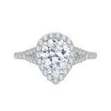Shah Luxury 14K White Gold Pear Diamond Halo Engagement Ring with Split Shank (Semi-Mount) photo