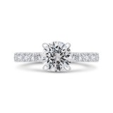 Shah Luxury 18K White Gold Round Diamond Solitaire Plus Engagement Ring  (Semi-Mount) photo