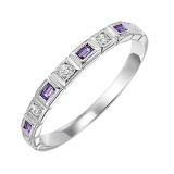 Gems One 14Kt White Gold Diamond (1/12Ctw) & Amethyst (1/8 Ctw) Ring photo