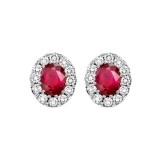 Gems One 14Kt White Gold Diamond (1/5Ctw) & Ruby (1 1/3 Ctw) Earring photo