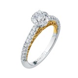 Shah Luxury Round Diamond Engagement Ring In 14K Two-Tone Gold (Semi-Mount) photo 2