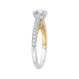 Shah Luxury Round Diamond Engagement Ring In 14K Two-Tone Gold (Semi-Mount) photo 3